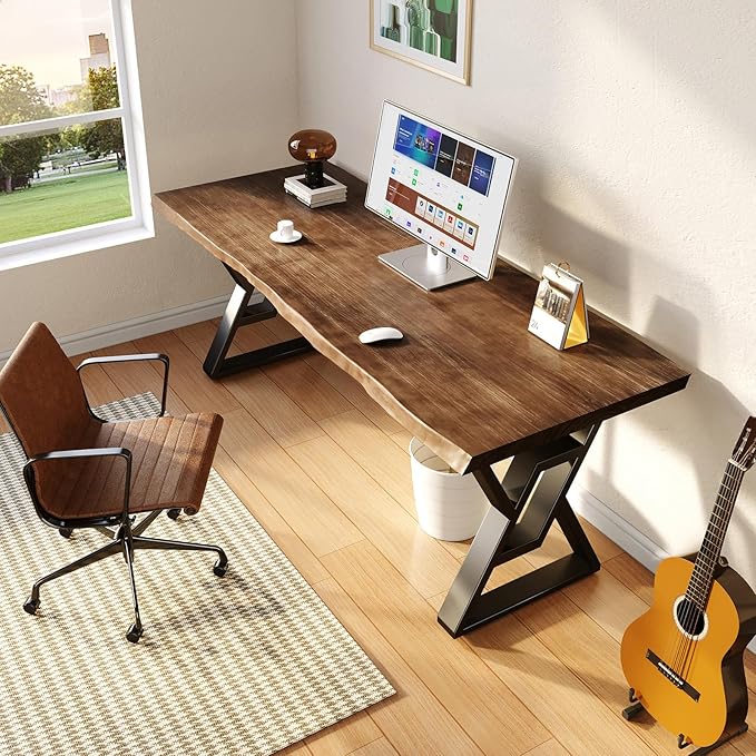 Rustic Brown 55-inch Solid Wood Computer Desk by QZYJKJ