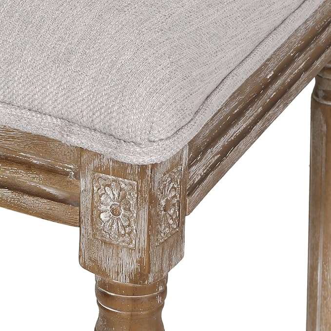 Merax Upholstered Solid Wood Dining Chairs Set of 2, French Country Style - Image 6
