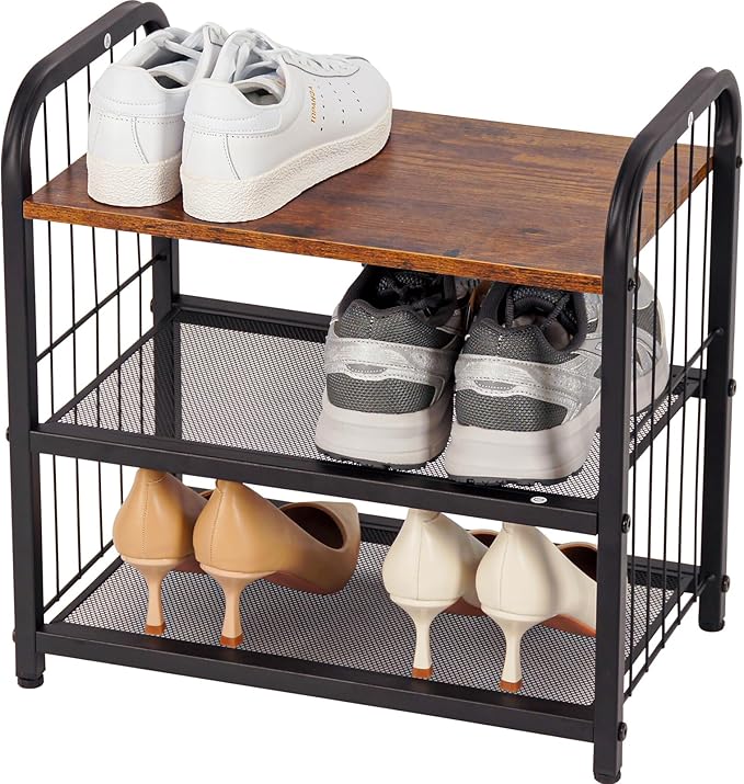 Shoe Rack, 3-Tier Shoe Organizer by BWOORACKU