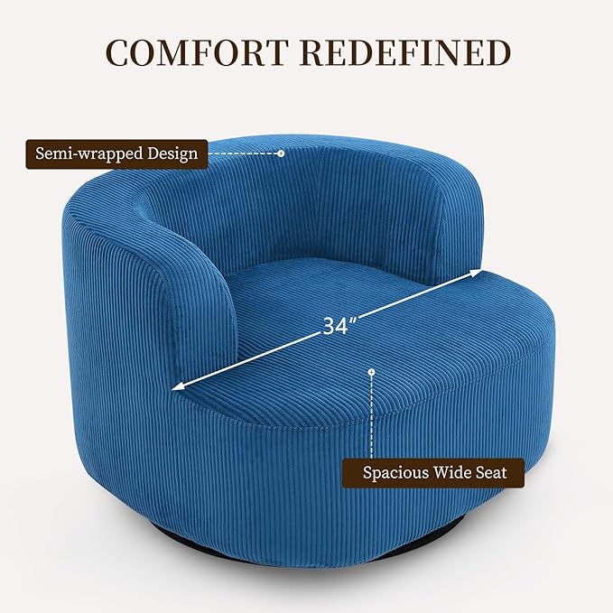 Furnimart 360° Swivel Barrel Accent Chair Set of 2, Round Upholstered Comfy - Image 9