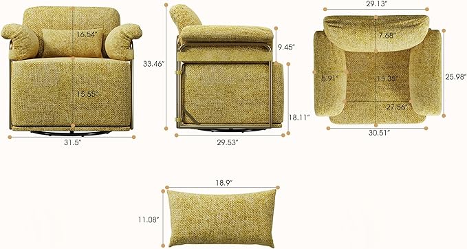 KEIKI Modern Comfy Swivel Accent Reading Chair - Image 2
