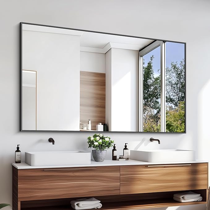 KOCUUY 30x55 Inch Large Black Wall Mounted Mirror, Aluminum Framed Decorative - Image 5