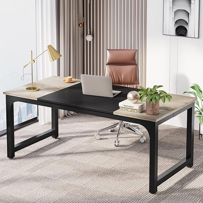 LITTLE TREE 70.8 Inch X-Large Executive Computer Office Desk - Image 2