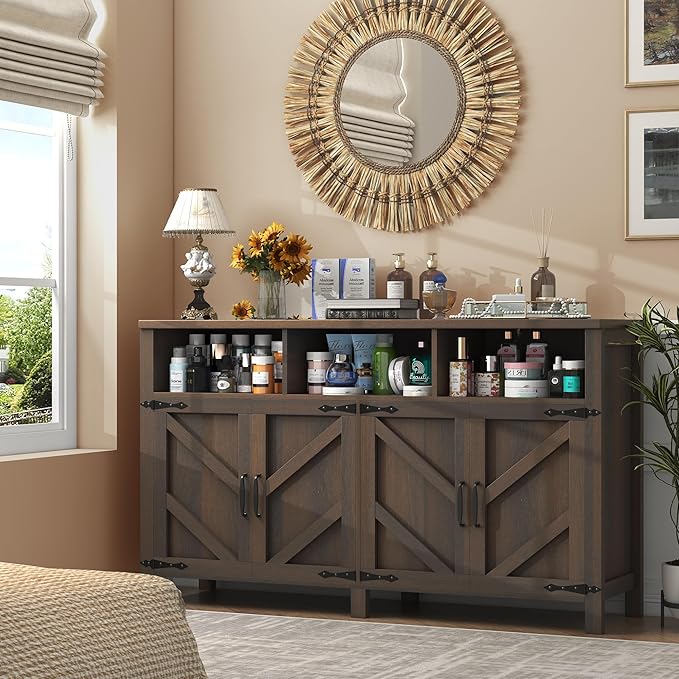 Buffet Sideboard with Storage Farmhouse with 4 Doors, Dining Room - Image 9
