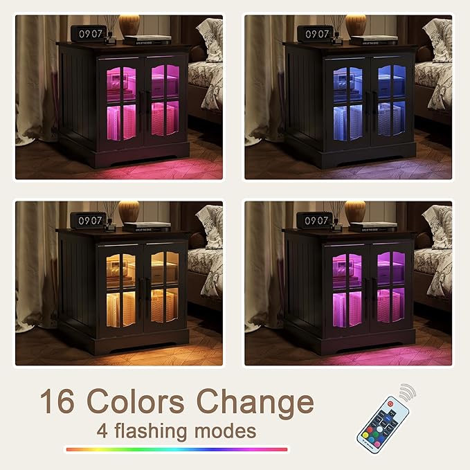 ChooChoo Farmhouse End Table Set of 2, Square Bedside Table - Image 6