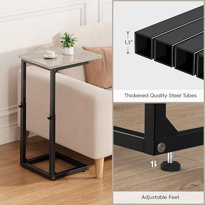 Vagusicc C Shaped End Table, Sofa Table That Slide Under, C Table End Table TV - Image 8