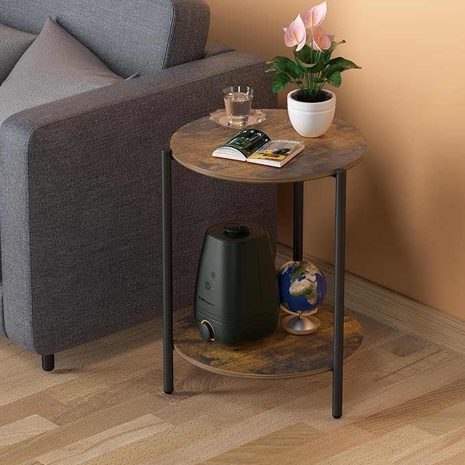 Round Side Table, 2-Tier Circle End Tables - Image 2