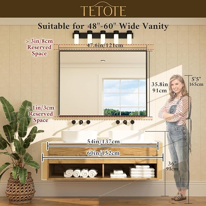 TETOTE Brushed Gold Bathroom Mirror - Image 5