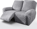 vctops 6 Pieces Geometric Jacquard Plush Recliner Loveseat Slipcovers Soft by vctops