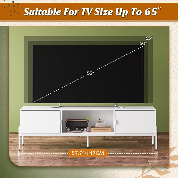 WLIVE Modern TV Stand for 65 Inch TV, Mid Century Entainment Center - Image 6