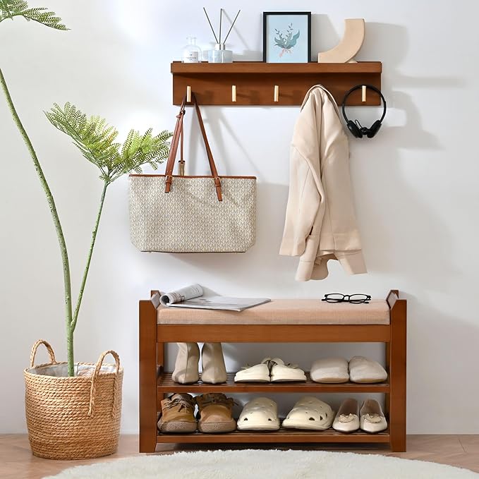 Shoe Rack for Front Door Entrance, 28” Entryway Bench - Image 7