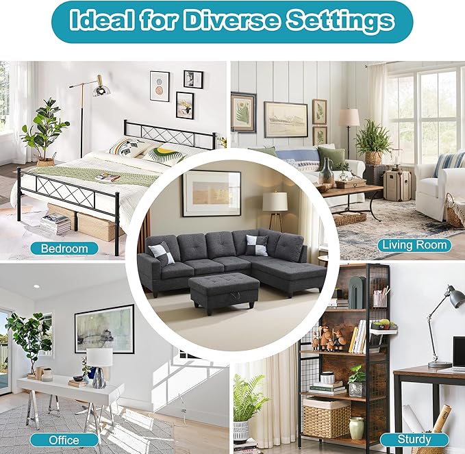 Couches for Living Room Modern L Shaped Couch Comfy Linen Fabric 3 Pieces - Image 7