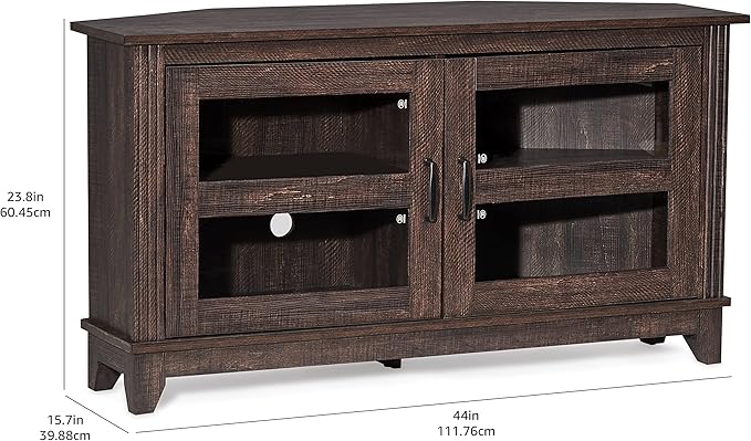 ROCKPOINT Modern Farmhouse 44inch Corner Universal TV Stand Living Room Storage - Image 5