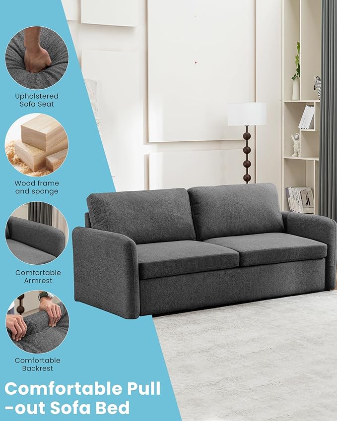 Queen Size Pull Out Sofa Bed, Convertible Sleeper Sofa Couch - Image 6