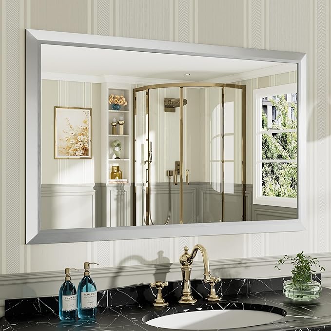 48x30 Inch Silver Bathroom Mirror by Briivuemodernmirrors