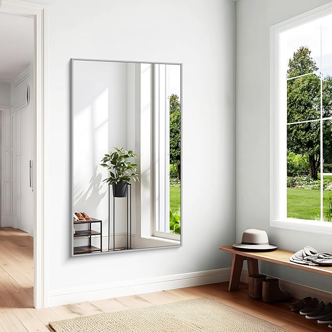 KOCUUY Large Silver Bathroom Mirror, 60x36 inch Rectangular Mirror - Image 4