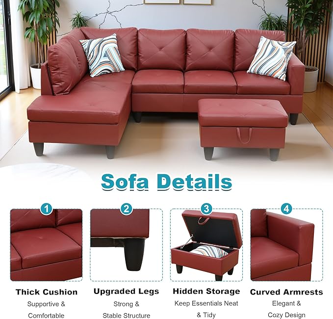 97" Oversized Sectional Couch, L Shaped Couch - Image 4