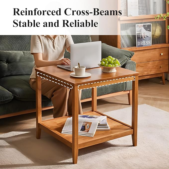 Side Table, Solid Wood Square End Table - Image 5