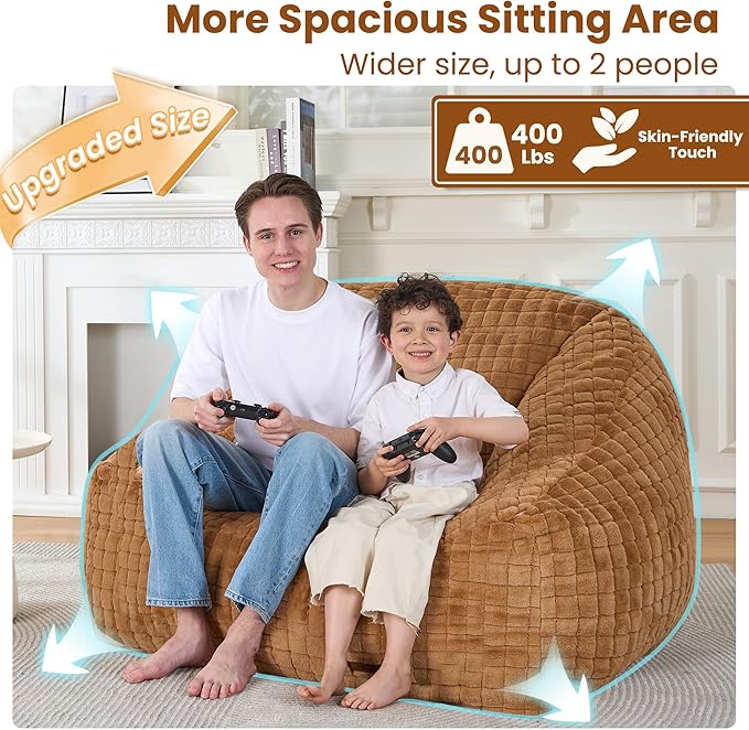 Bean Bag Chairs for Adults, Giant Beanbag Sofa Comfy Reading Chair, Oversized - Image 5