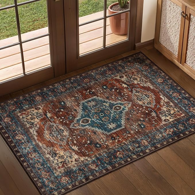 Tangsoo Washable Entryway Rugs 2x3 Vintage Non Slip Small Area Rug, Indoor - Image 3
