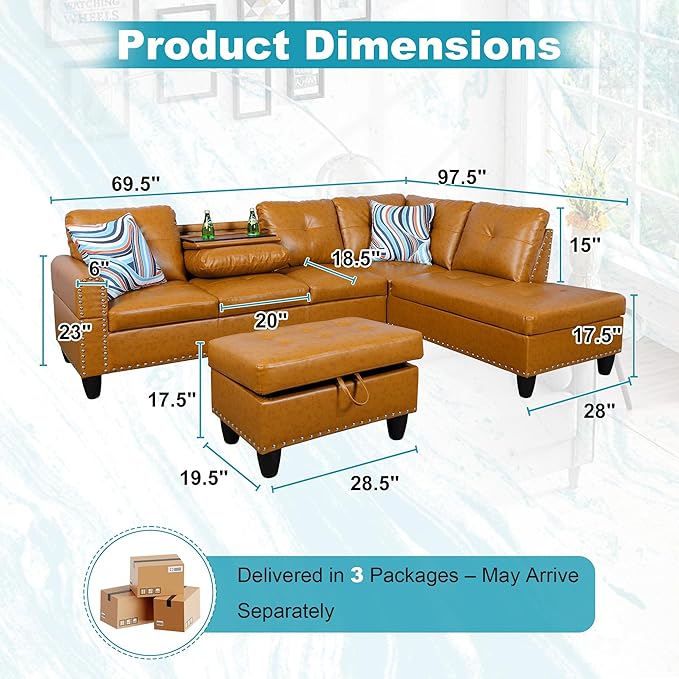 97.5" Oversized Sectional Couch, L Shaped Couch - Image 2