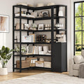 Keyluv Black Corner Bookshelf 72" Tall Corner Book Shelves Cases 2 Pieces Open by KeyluvHome