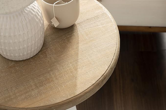 Kate and Laurel Linsley Farmhouse Side Table, 16 Inch Diameter, Rustic Brown - Image 7
