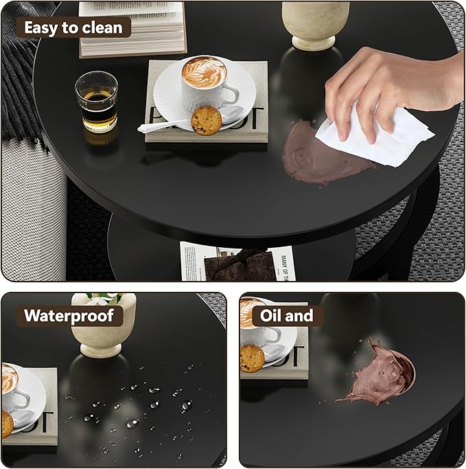 C-Shaped End Table, 2 Tiers Round Side Table, Sofa Small Side Table - Image 7