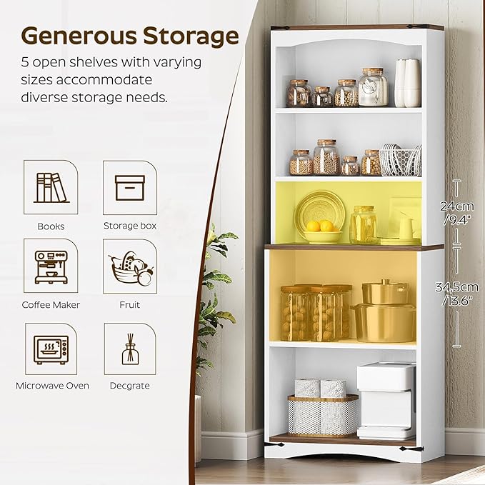Tall Bookcase and Bookshelf, 6-Tier Bookcase - Image 2