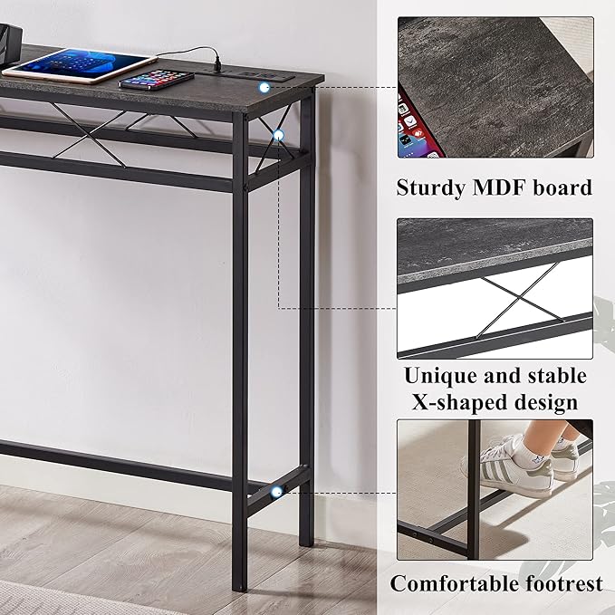 VECELO 39.4In Narrow Sofa/Console Table - Image 5