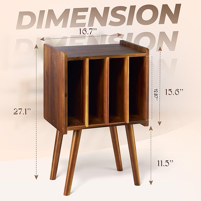 Wooden LP Record Player Stand - Image 4