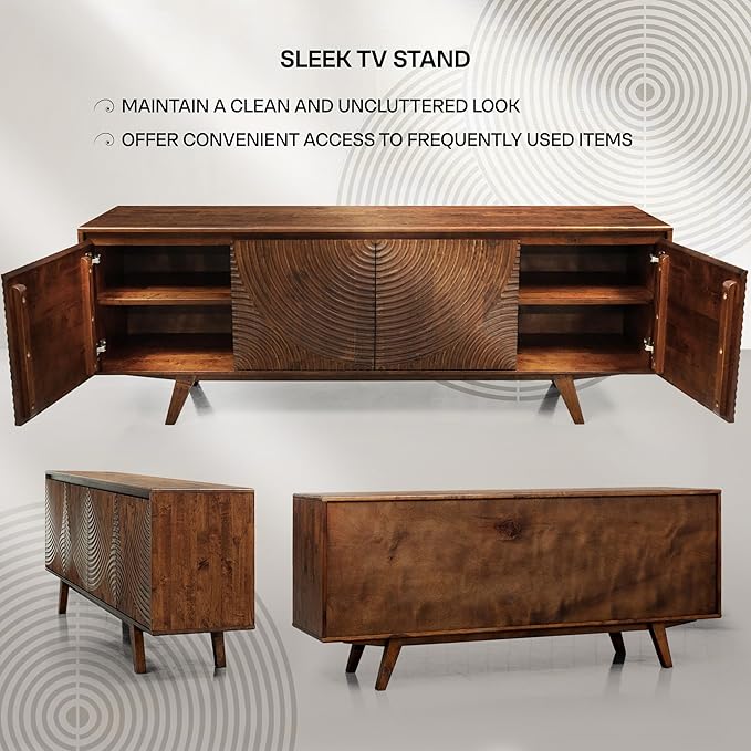 Acacia Harmony TV Stand for TVs up to 75+ Inch Entertainment Center - Image 4