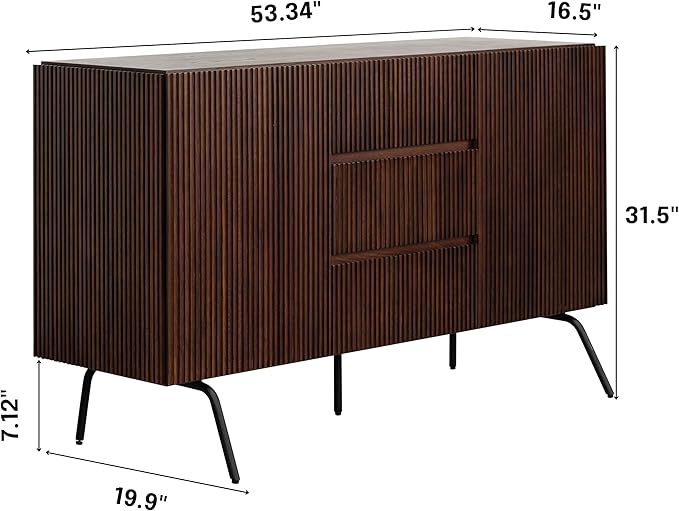 NTC Veil Sideboard with 2 Doors and 3 Drawers, Buffet Cabinet with Vertical - Image 2