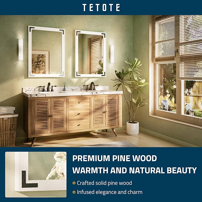 TETOTE 24 x 32 White Wood Mirror - Image 3