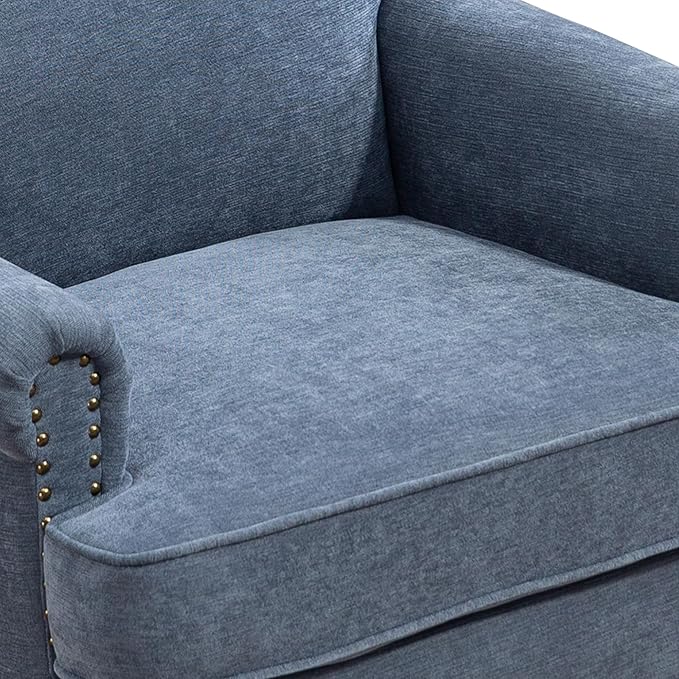 Ball & Cast Accent Chair with Nailhead Trim Armchair, Comfy Chenille Club Sofa - Image 9