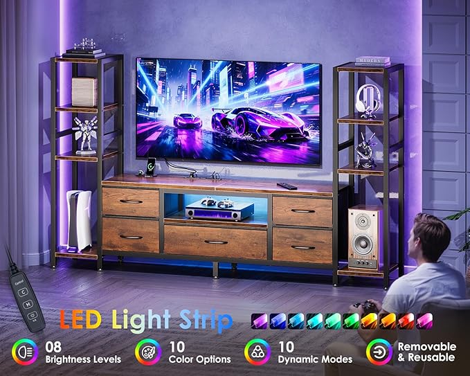 Casaottima 71" TV Stands for 43, 55 Inch TV Entertainment Center - Image 4