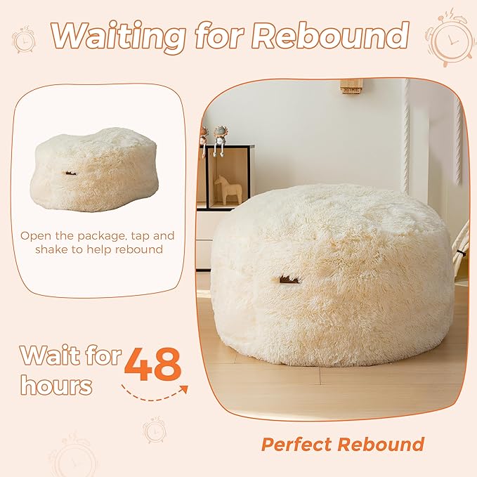MAXYOYO Kids Bean Bag Chair, Stuffed Faux Fur Bean Bag - Image 8