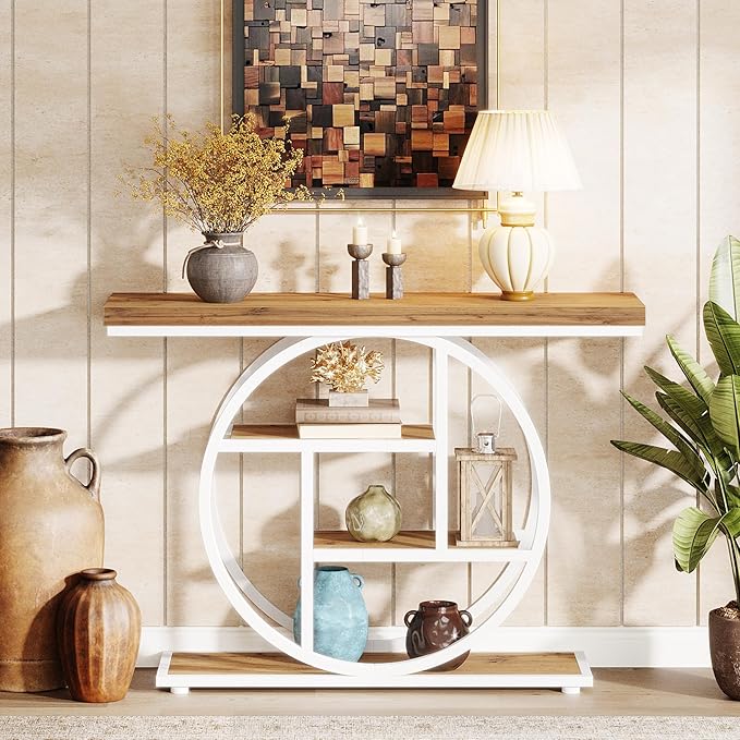 Tribesigns 41.3" Console Table, Industrial 4-Tier Sofa Table Entryway Table - Image 5