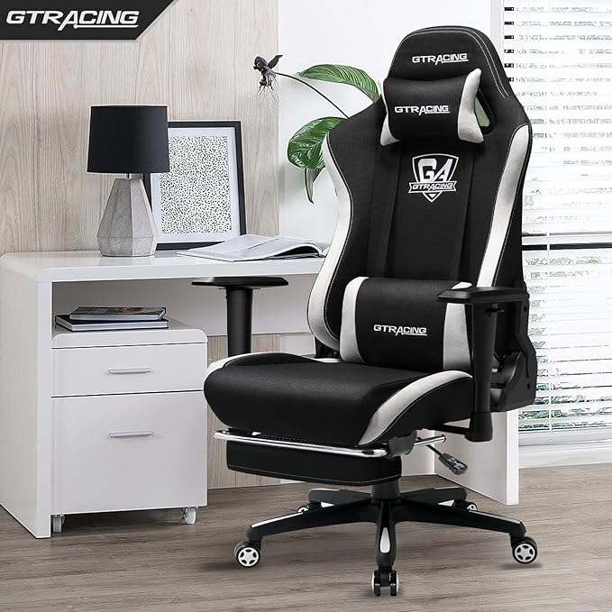 GTRACING Gaming Chair with Footrest, Fabric Breathable Big and Tall Ergonomic - Image 2