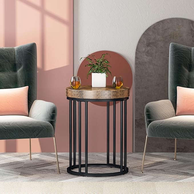 Tribesigns Round End Table, Modern Side Small Accent Nightstand - Image 4