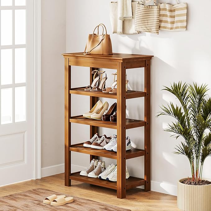 Bamworld Shoe Rack for Front Door Entrance Bamboo Shoe Organizer Free Standing - Image 3