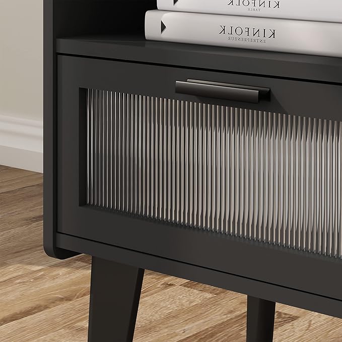 Nightstand with Charging Station, Bedside Tables, End Table Side Table with 2 - Image 7