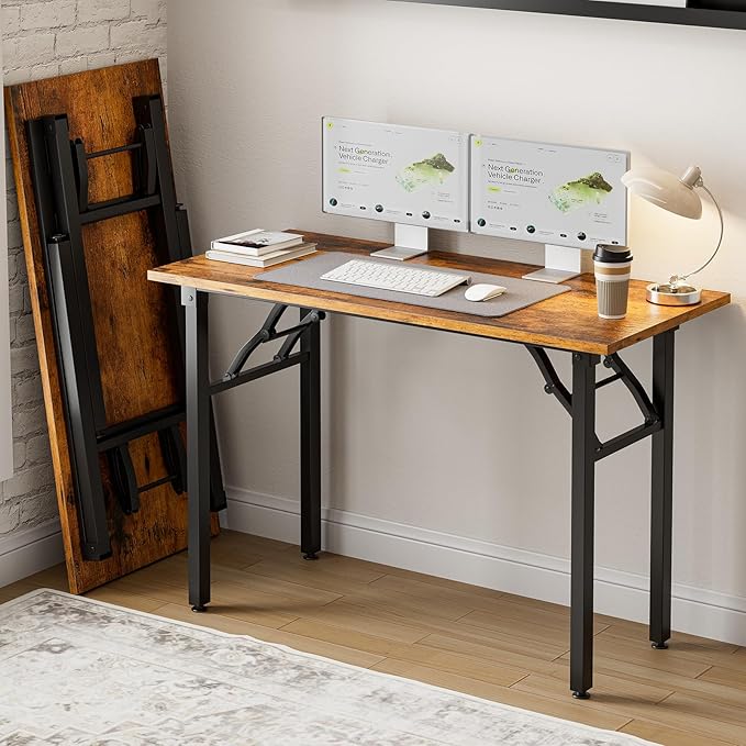 Frylr Small Folding Computer Desk – Portable 43.3 Inch Foldable Laptop Table by Frylr
