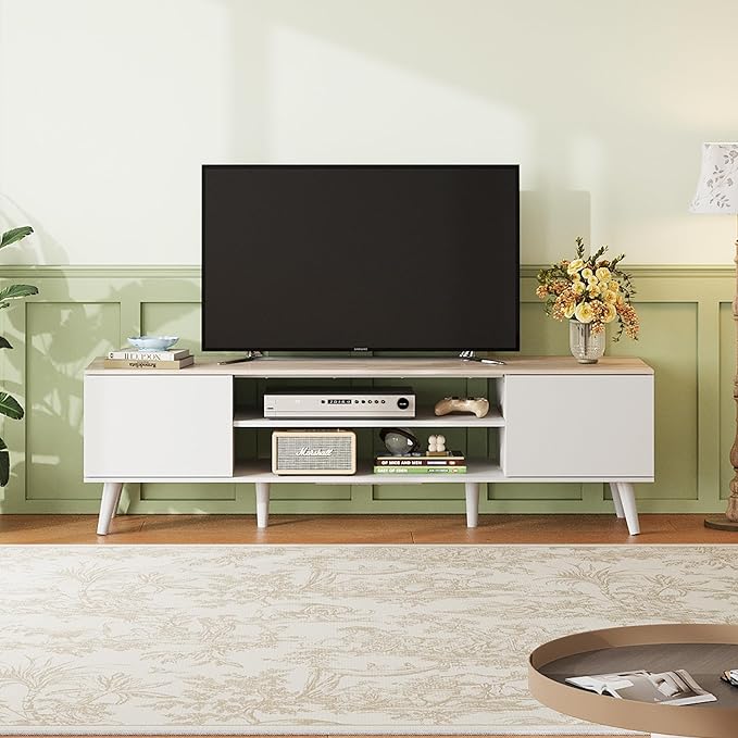 WLIVE TV Stand for 65 70 inch TV, Boho Entertainment Center - Image 2