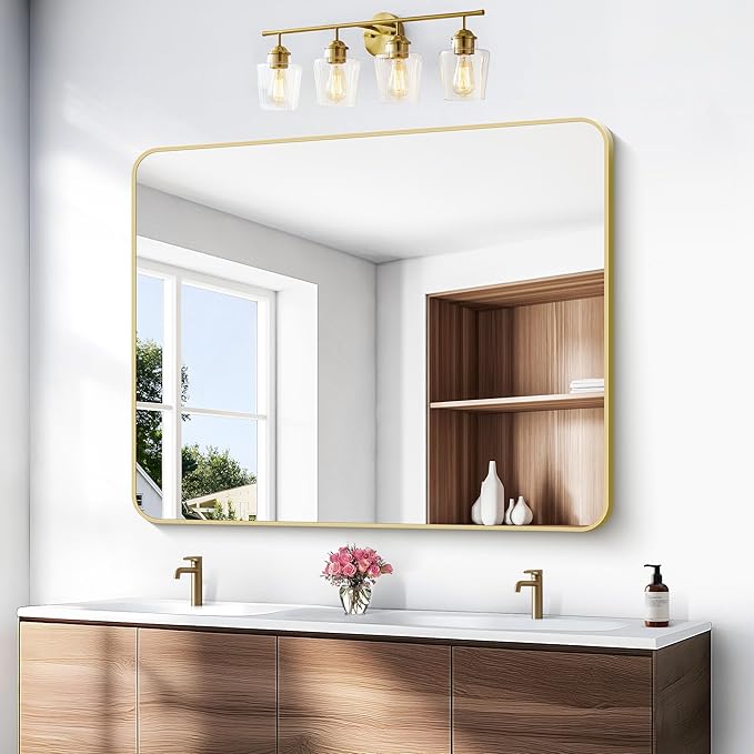 BONEWEI Gold Bathroom Mirror, 40x48 inch Wall Mirror - Image 2