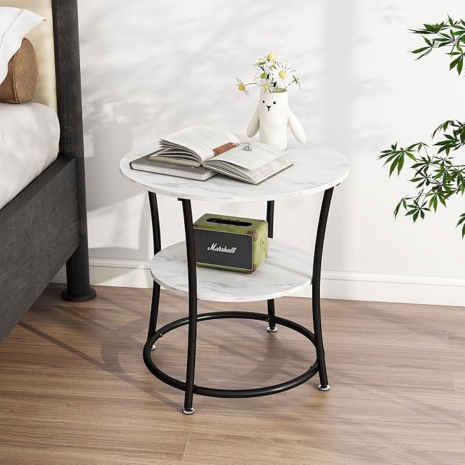 BOFENG Round Coffee Table Side Table, Round End Table by BOFENG