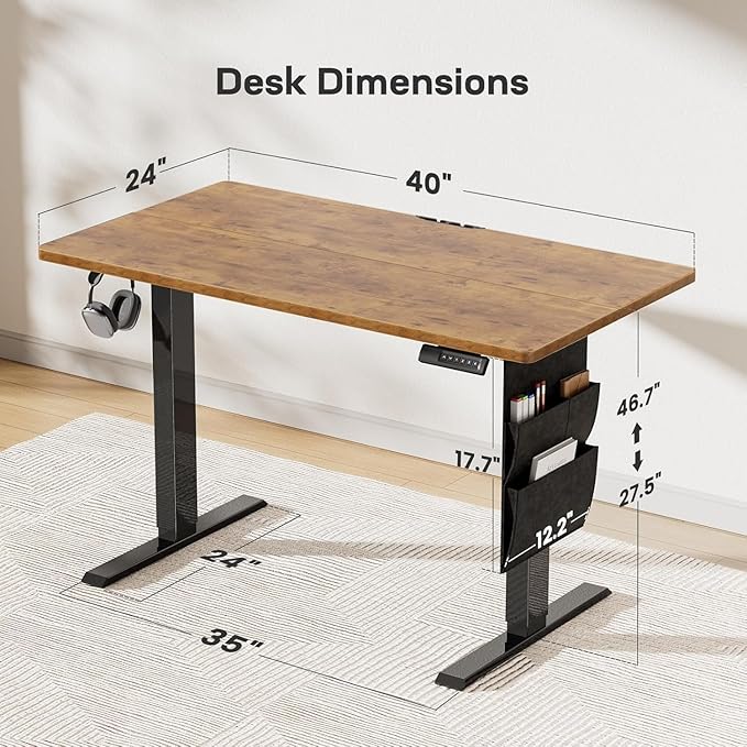 HUANUO Electric Standing Desk, 40 x 24 Inch Height Adjustable Computer Desk - Image 2