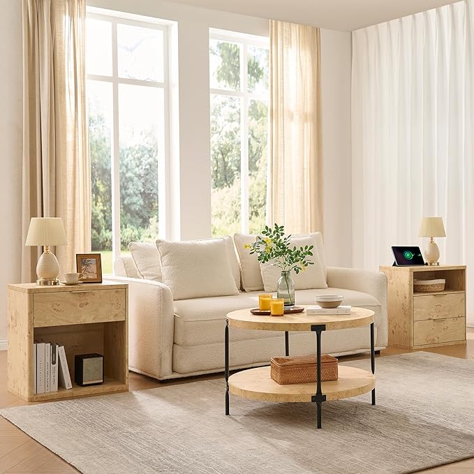 Round Boho Wood Coffee Table - Image 5