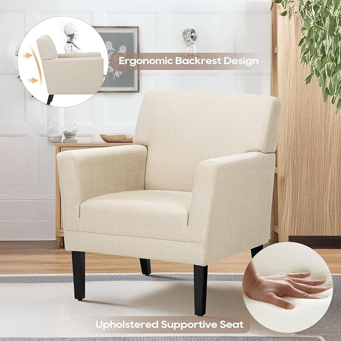 COLAMY Modern Accent Chair for Living Room, Upholstered Fabric Accent Armchair - Image 4