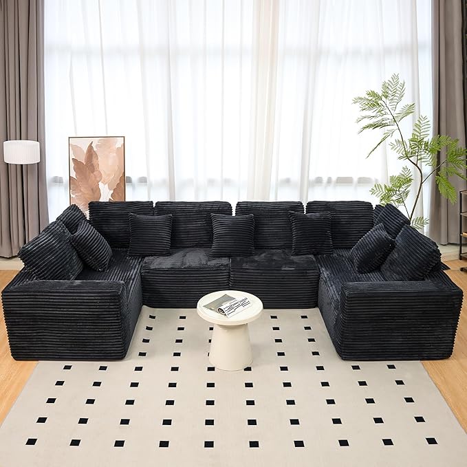 KEIKI 135" U Shape Sectional Sofa, 6-Seater Modular Couch - Image 9